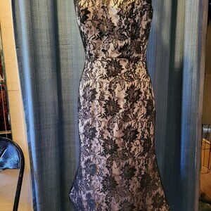 Black lace dress withnude lining